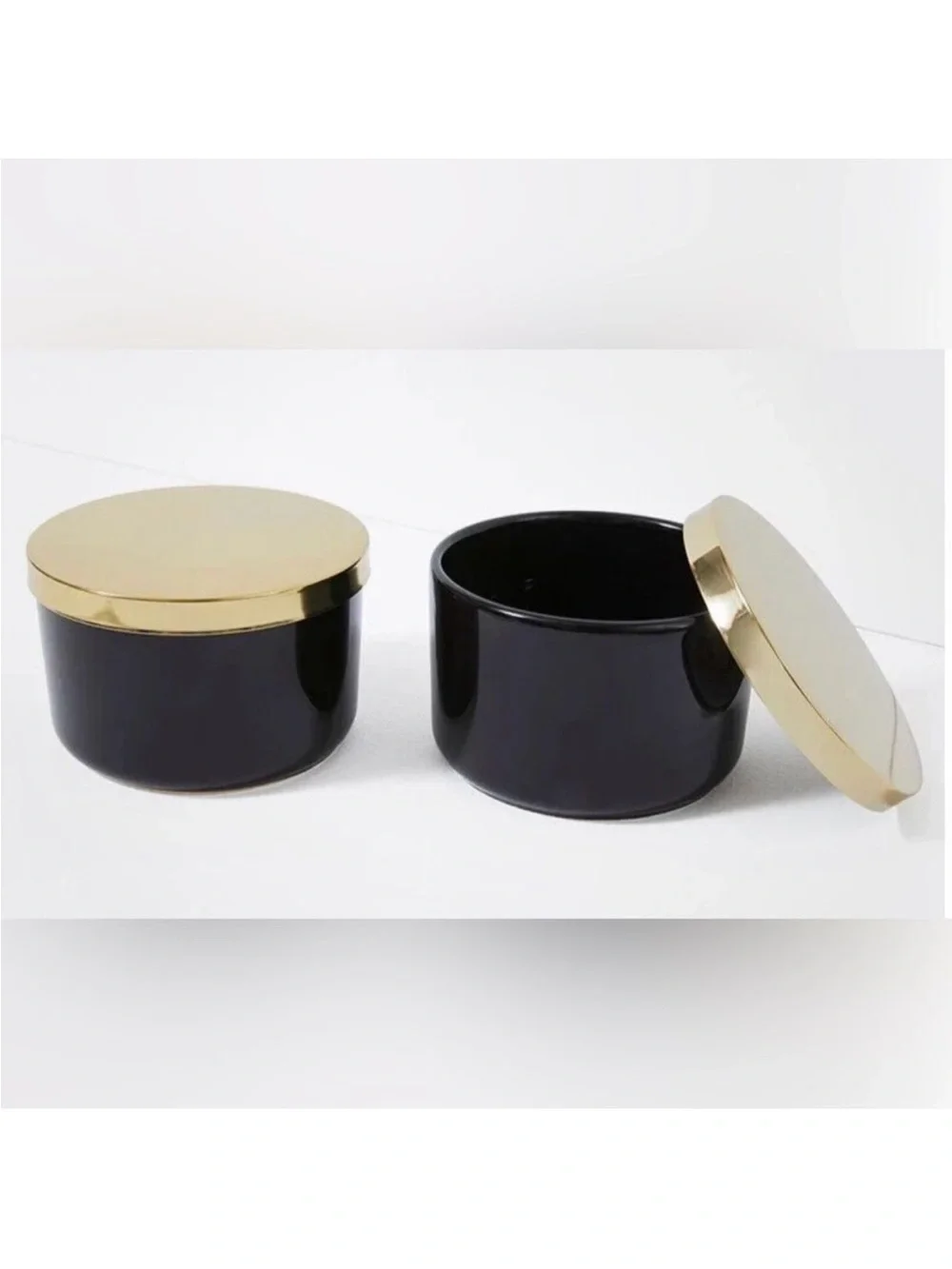 Z Gallerie Multi-Use Ceramic Storage Duo - Black and Gold Canister Set